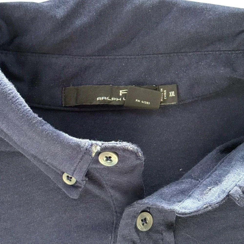 RLX Ralph Lauren Long Sleeve Polo Shirt Mens XXL Navy Blue Button Down Collar